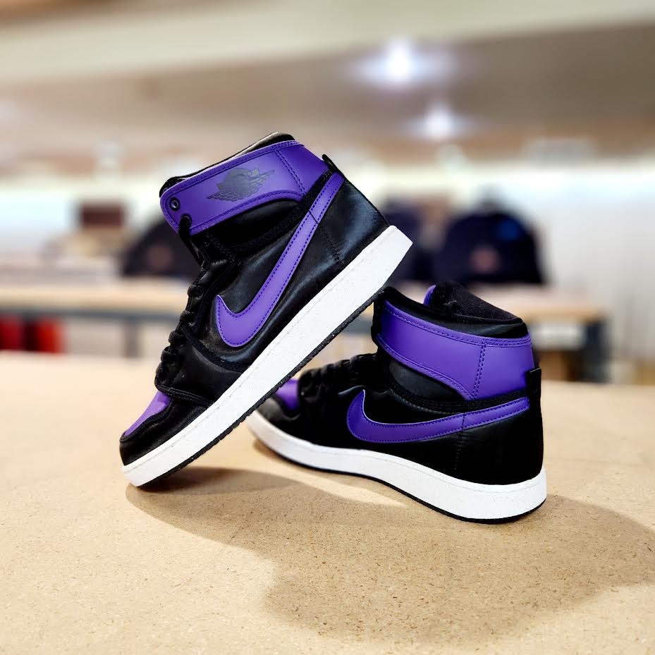 black and purple lace jordans