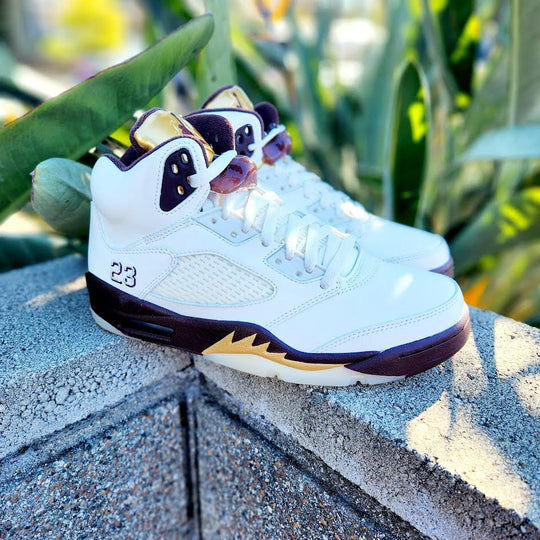 Air Jordan 5 ホワイト/ゴールド 23 Nike Air Jordan 5 Retro GS Olympic 440888-133 White Gold Lace-Up