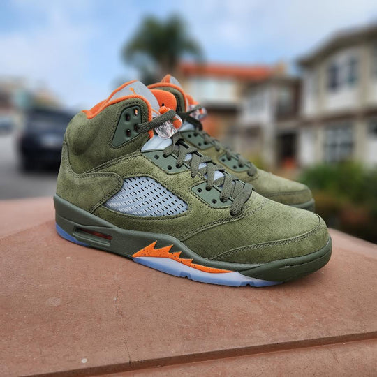 green orange jordan 5
