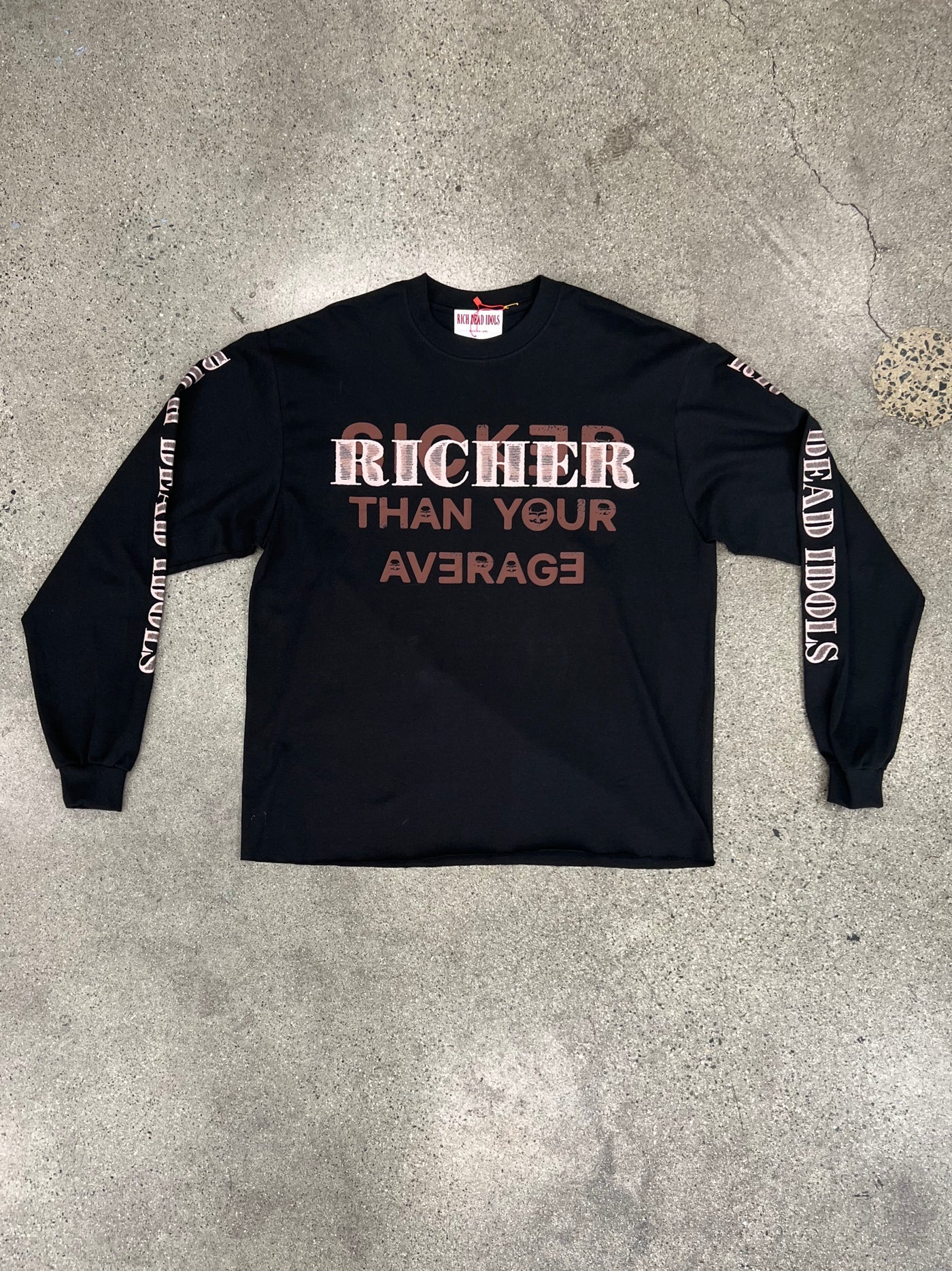 RICH DEAD IDOLS RICHER THAN YOUR AVERAGE CROPPED HEAVY WEIGHT LONG SLEEVE TEE BLACK