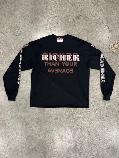 RICH DEAD IDOLS RICHER THAN YOUR AVERAGE CROPPED HEAVY WEIGHT LONG SLEEVE TEE BLACK