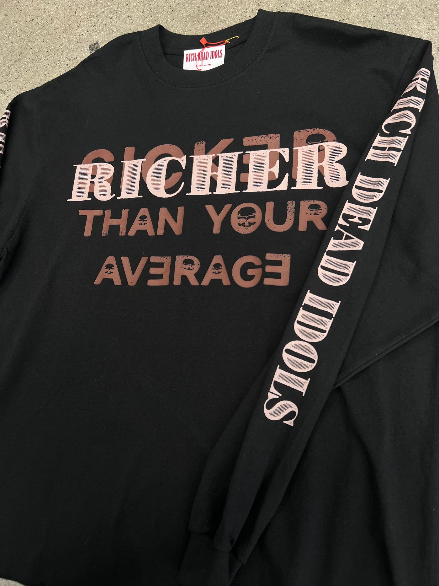 RICH DEAD IDOLS RICHER THAN YOUR AVERAGE CROPPED HEAVY WEIGHT LONG SLEEVE TEE BLACK
