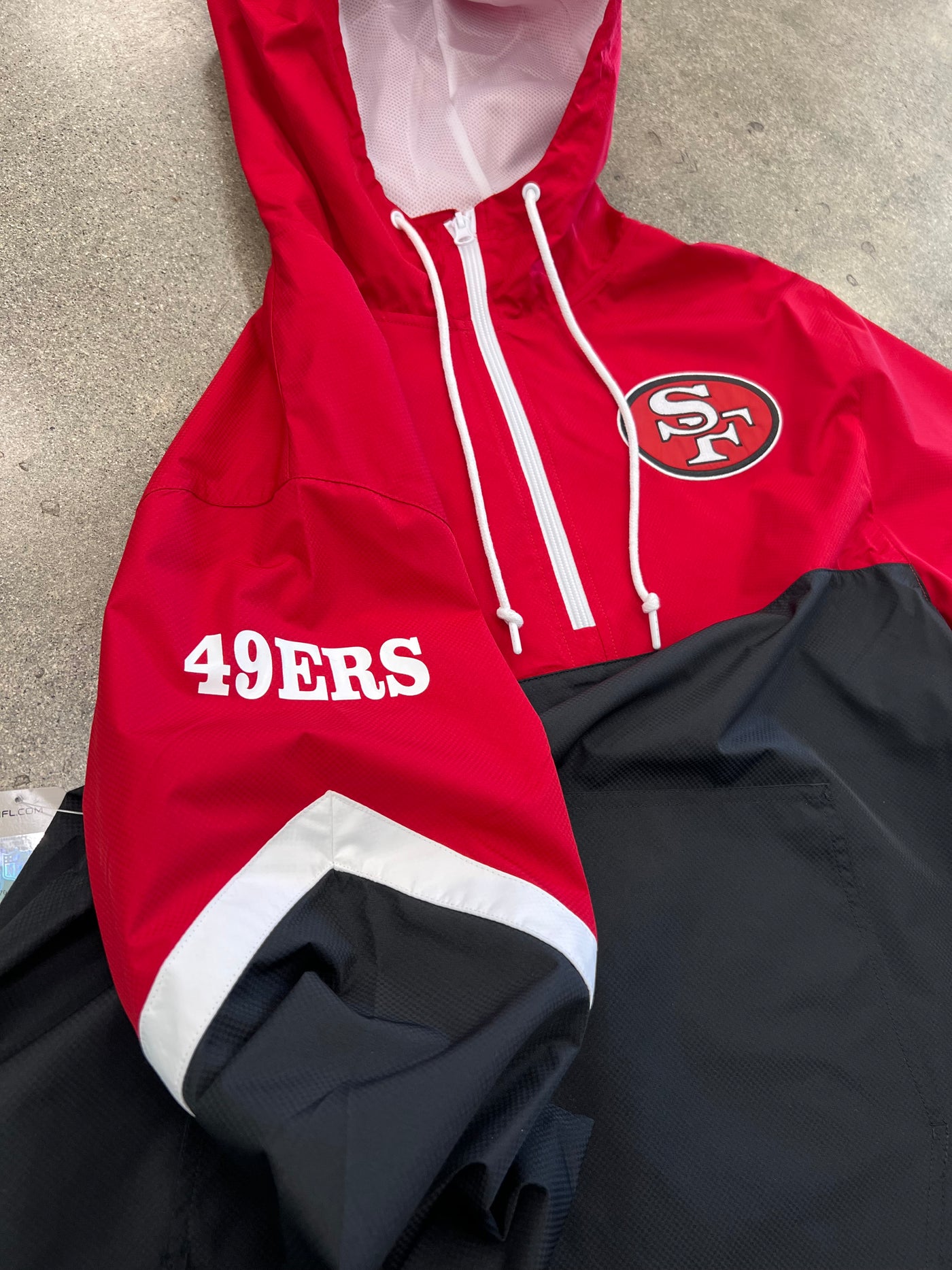 MITCHELL & NESS NFL TIE BREAKER LIGHTWEIGHT WINDBREAKER ANORAK SAN FRANCISCO 49ERS