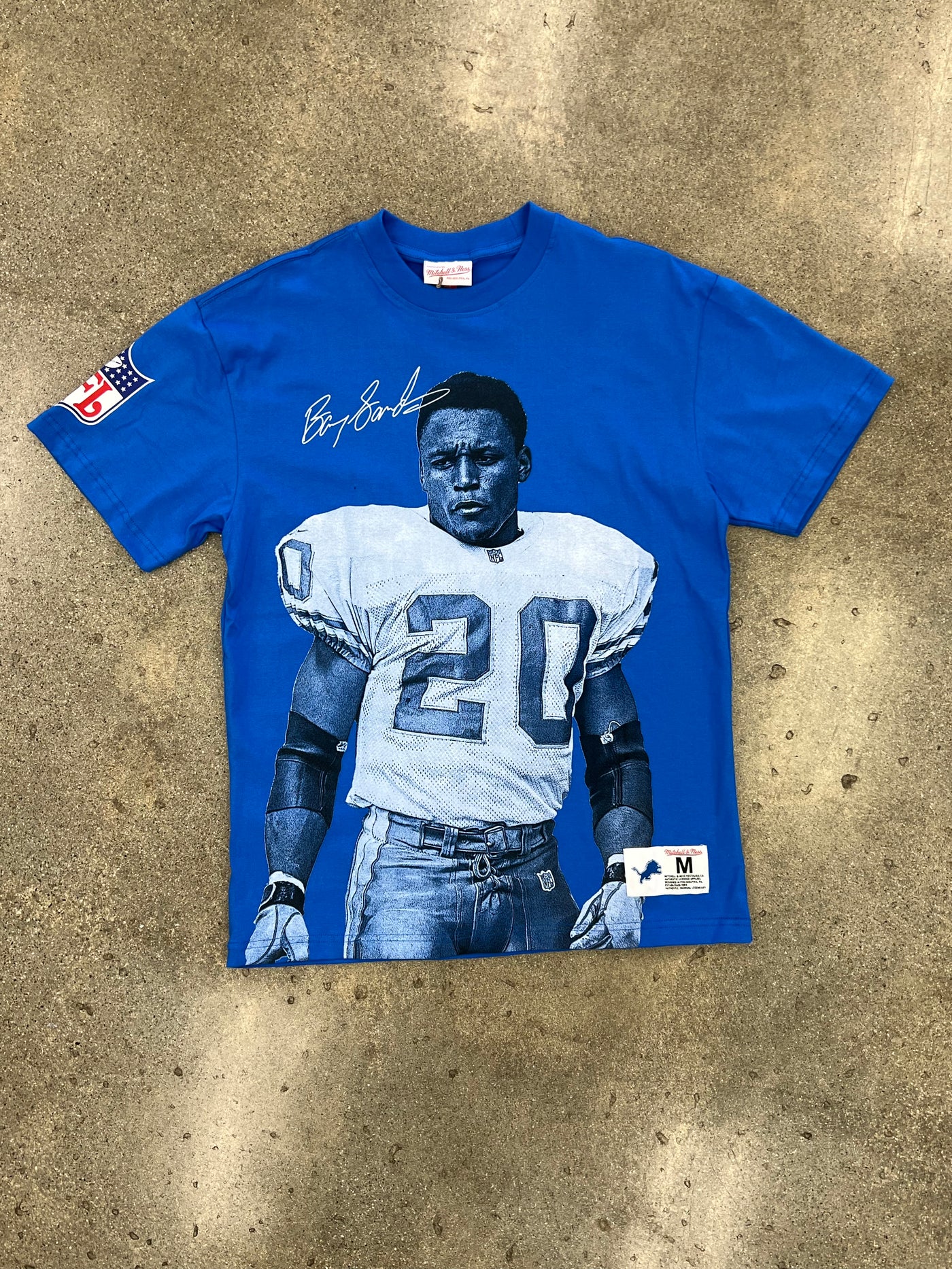 MITCHELL & NESS NFL ULTIMATE PLAYER TEE VINTAGE LOGO LIONS BARRY SANDERS