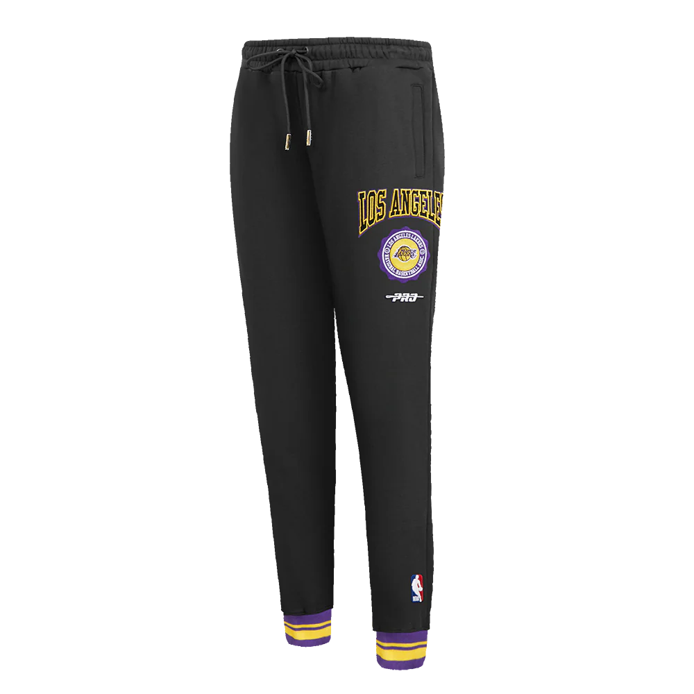 PROMAX LOS ANGELES LAKERS CREST EMBLEM RIB FLC SWEATPANT, BLACK/PURPLE