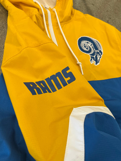MITCHELL & NESS NFL TIE BREAKER LIGHTWEIGHT WINDBREAKER ANORAK LOS ANGELES RAMS