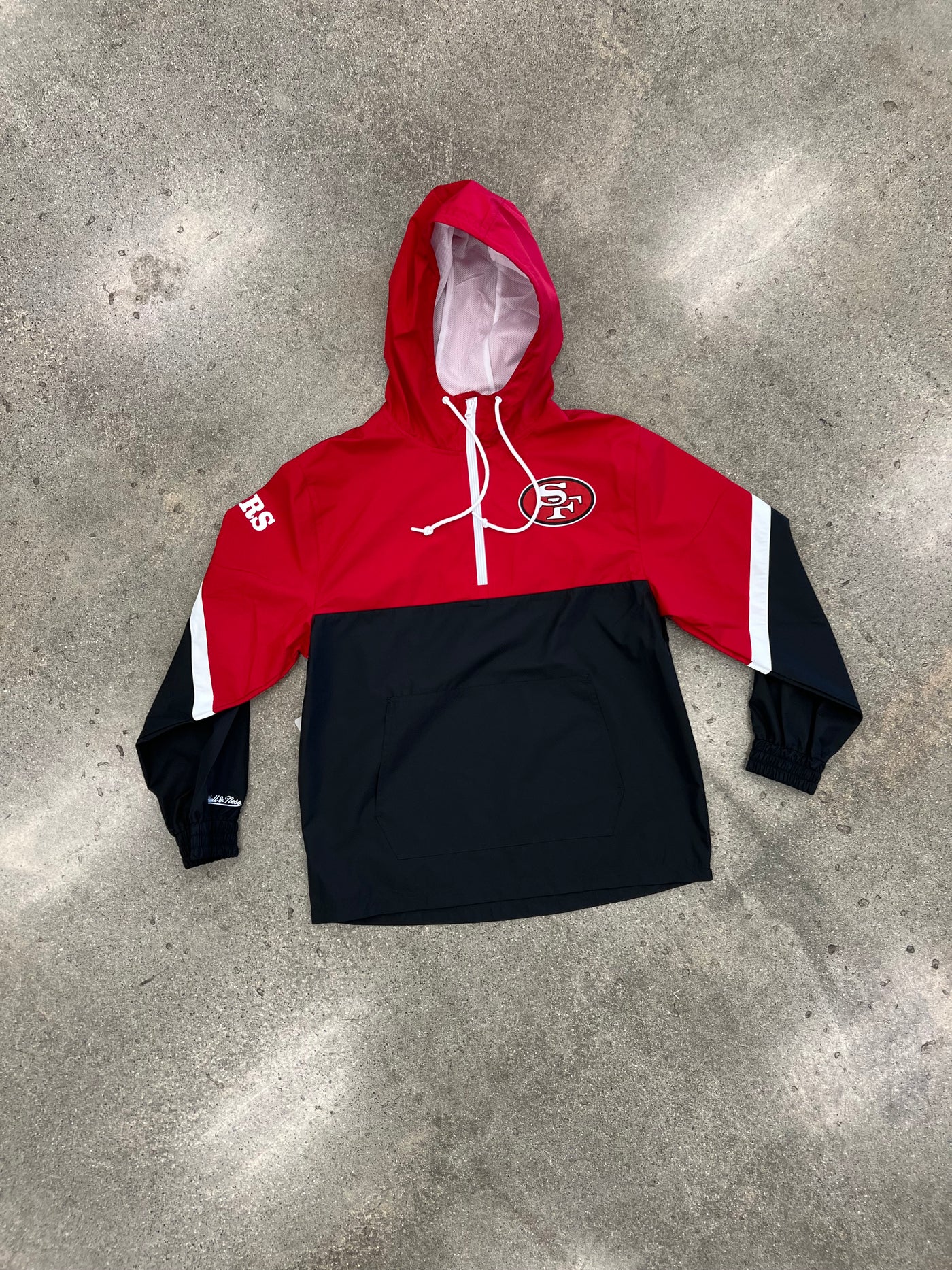 MITCHELL & NESS NFL TIE BREAKER LIGHTWEIGHT WINDBREAKER ANORAK SAN FRANCISCO 49ERS
