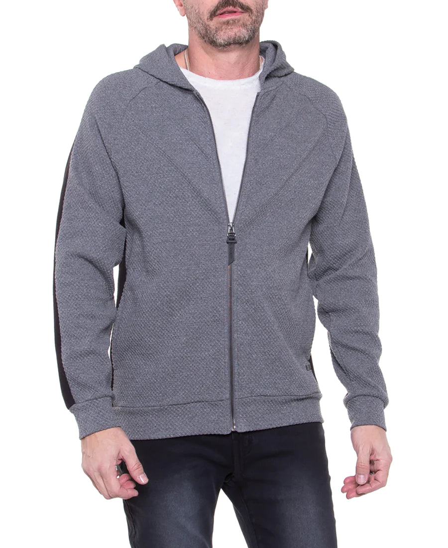 CIVIL SOCIETY HERSCHEL WAFFLE KNIT HOODIE HEATHER CHARCOAL