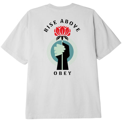 OBEY RISE ABOVE FLOWER FIST CLASSIC T-SHIRT WHITE