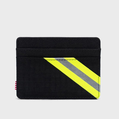 Herschel Charlie Card Holder Wallet Black Safety Yellow