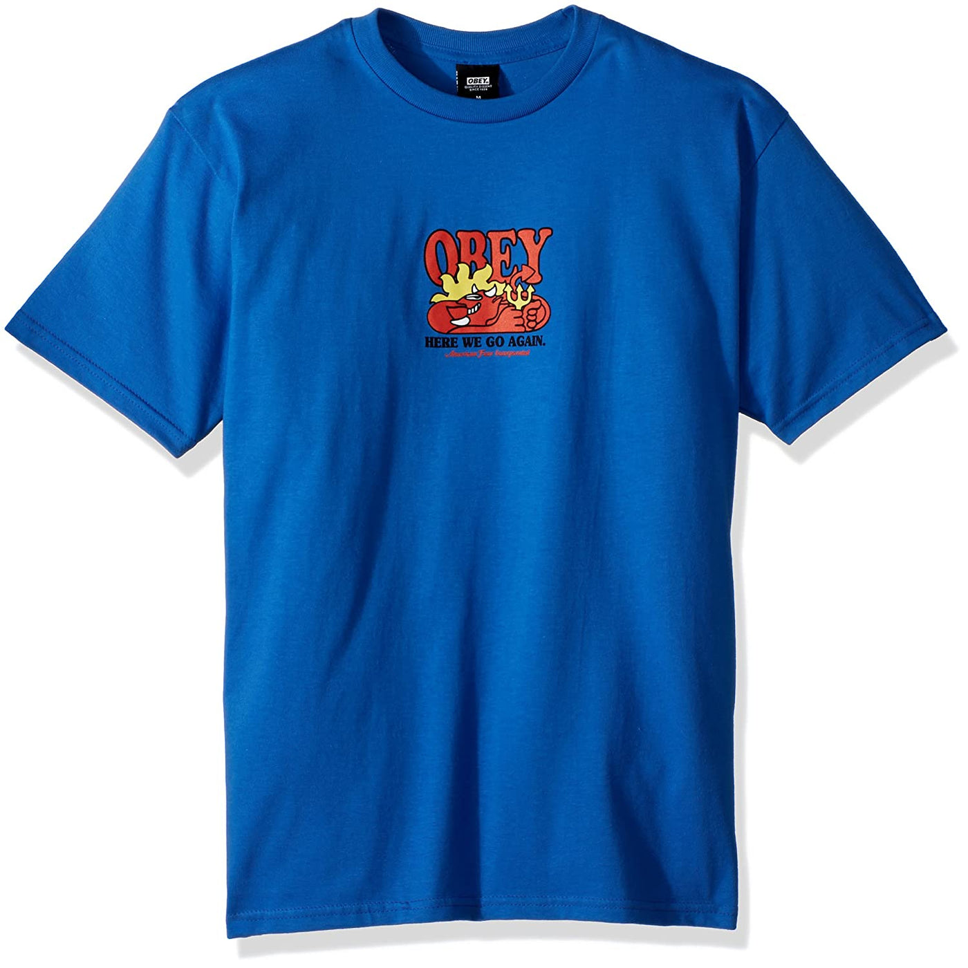OBEY HERE WE GO AGAIN CLASSIC T-SHIRT ROYAL BLUE