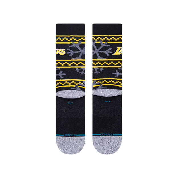 STANCE LOS ANGELES LAKERS FROSTED 2 LIGHT CUSHION CREW SOCKS BLACK YELLOW GREY