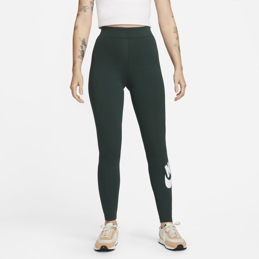 Women's Nike Sportswear Essential High-Waisted Logo Leggings Pro Green