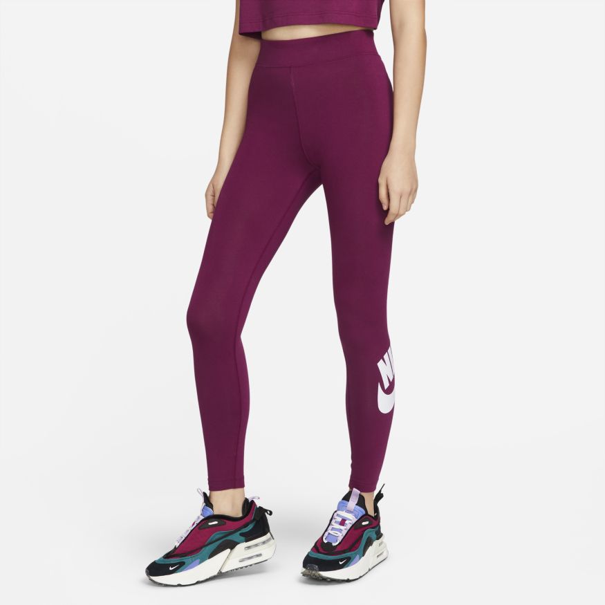 Women's Nike Sportswear Essential High-Waisted Logo Leggings Sangria
