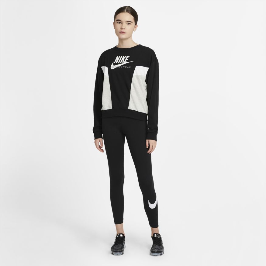 Womenâs Nike Essential Swoosh Mid-Rise Leggings Black