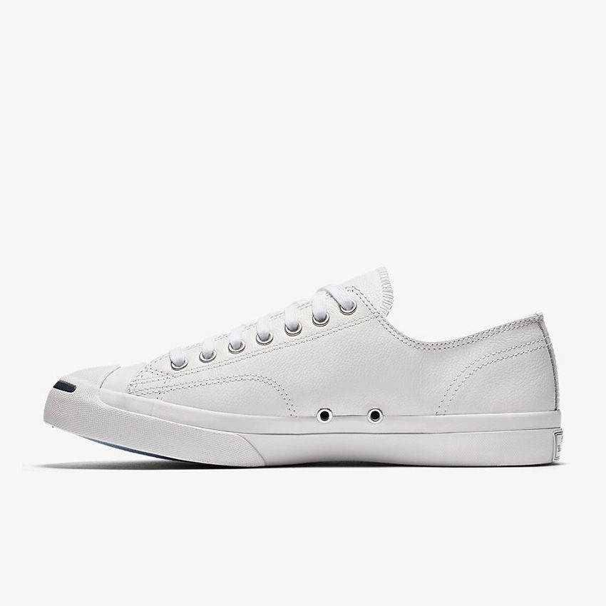 Converse Jack Purcell OX Tumbled Leather Low Top White Left