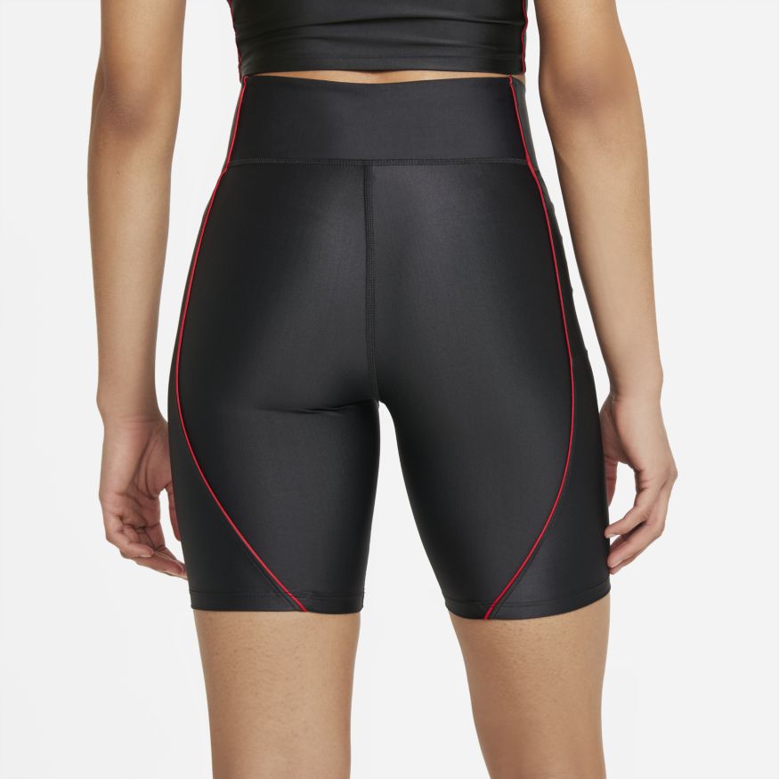 Women Jordan Essentials Mid-Rise Bike Shorts Black Red