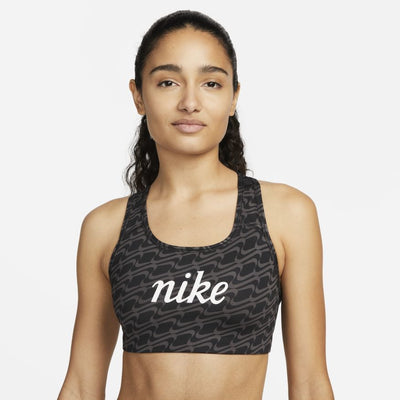 Nike Dri-FIT Swoosh Icon Clash Women's Medium-Support Non-Padded Allover-Print Sports Bra Black