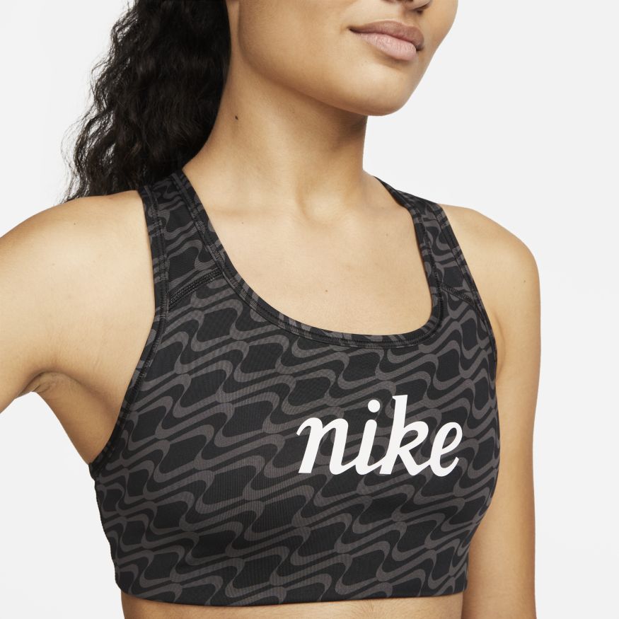 Nike Dri-FIT Swoosh Icon Clash Women's Medium-Support Non-Padded Allover-Print Sports Bra Black