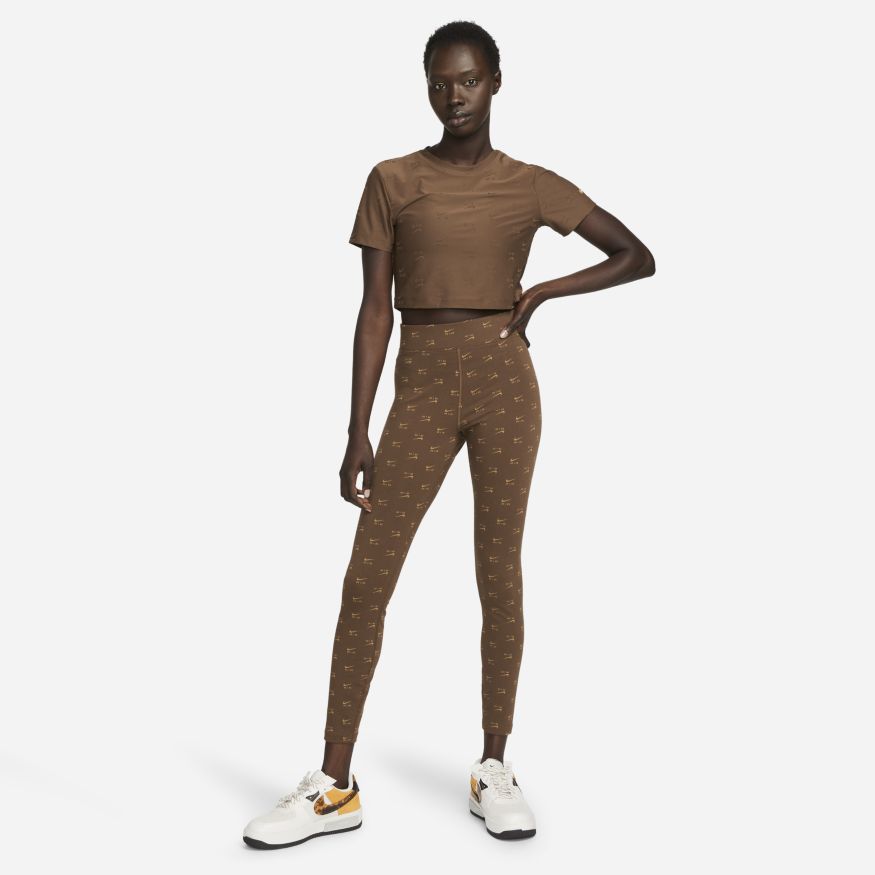 Nike Air Women's High-Waisted Printed Leggings Cacao Brown