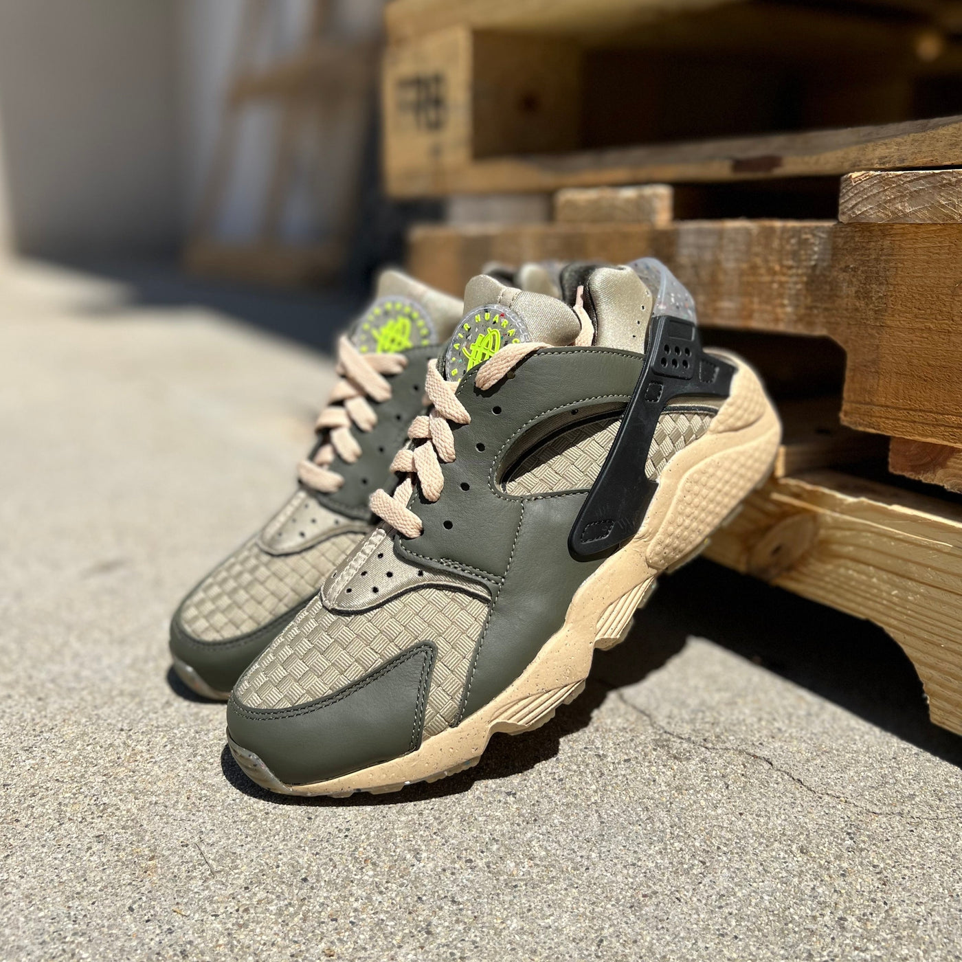 Nike Air Huarache Crater Cargo Khaki and Limestone – PRIVATE SNEAKERS