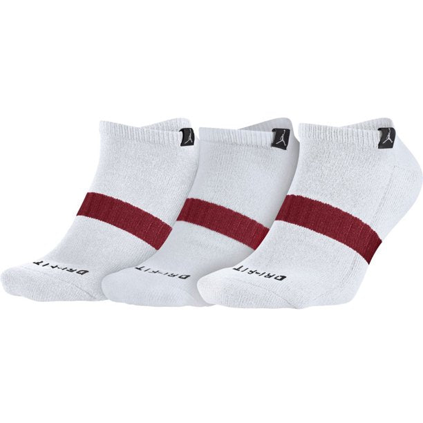 Jordan Dri-Fit No-Show 3 Pack Socks White