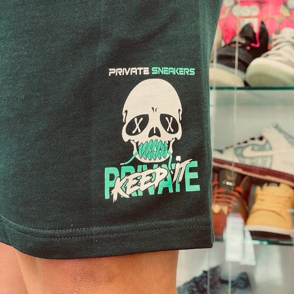 Private Sneakers Keep It Private Shorts Pine Green Logo