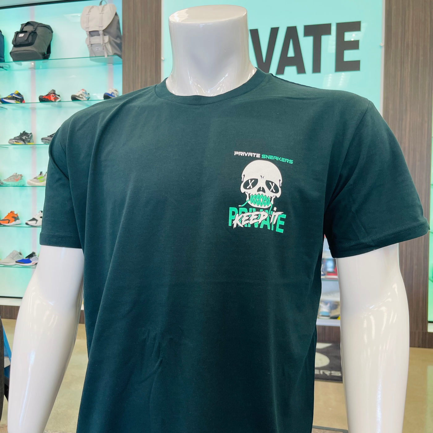 Private Sneakers Keep It Private T-Shirt Pine Green Front