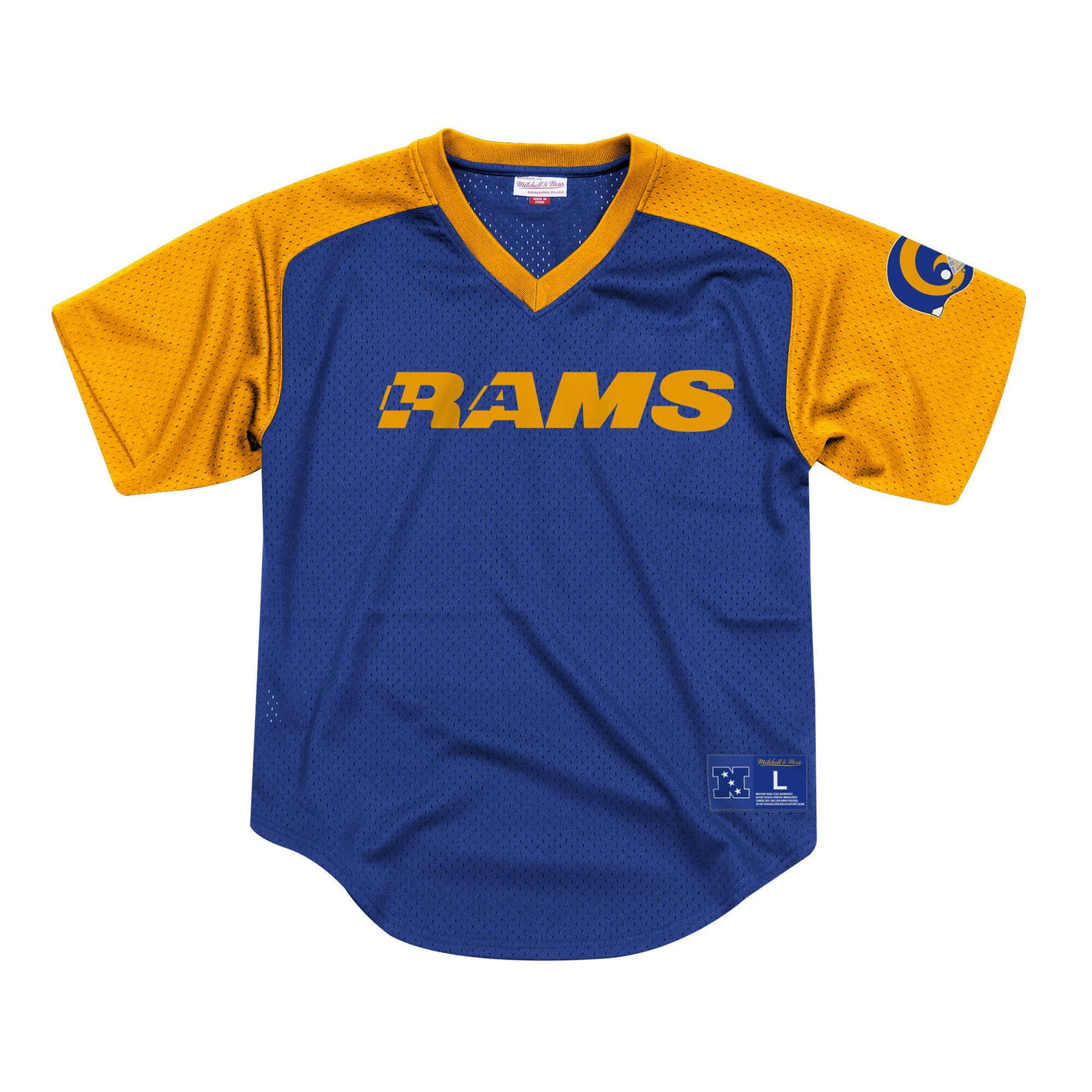 MITCHELL & NESS FINAL SECONDS MESH V-NECK LOS ANGELES RAMS BLUE/GOLD T-SHIRT