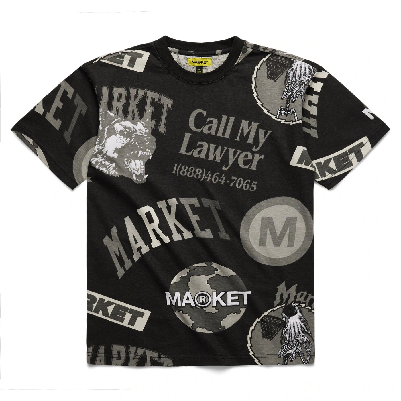 Market Monogram AOP Greyscale T-Shirt Black Front