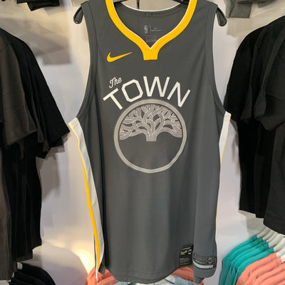 Nike Golden State Warriors Custom Swingman Jersey City Edition Grey Front