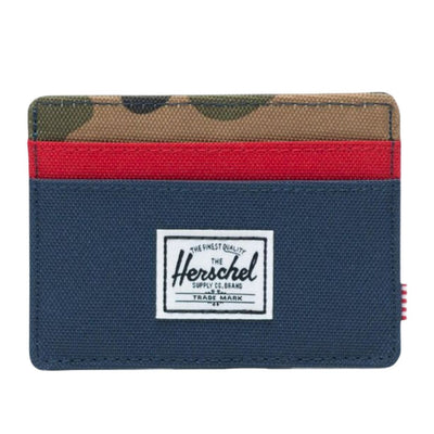 Herschel Charlie Card Holder Wallet Blue Red Camo