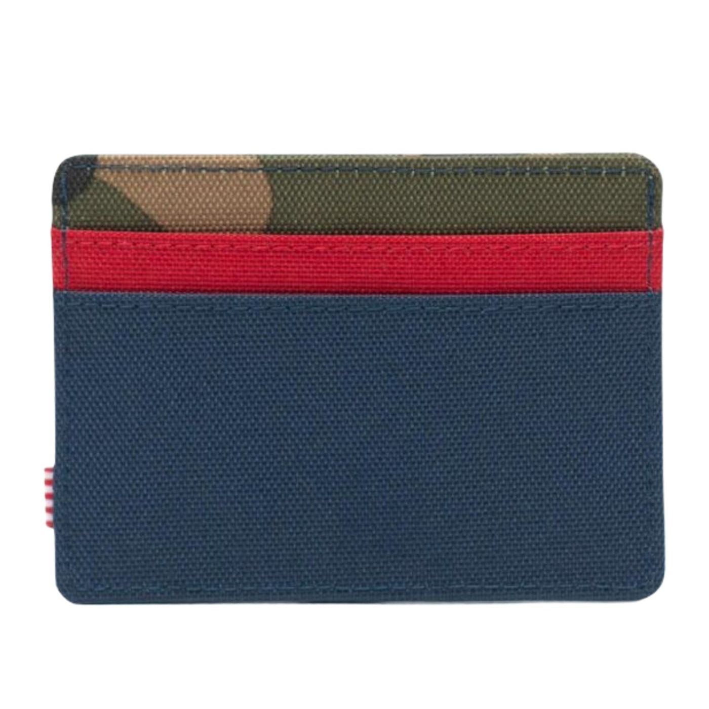 Herschel Charlie Card Holder Wallet Blue Red Camo